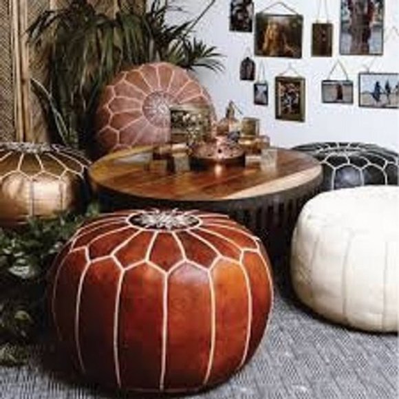 Authentic Moroccan Leather Pouf - Picture 4 of 8